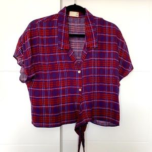 Plaid cropped blouse